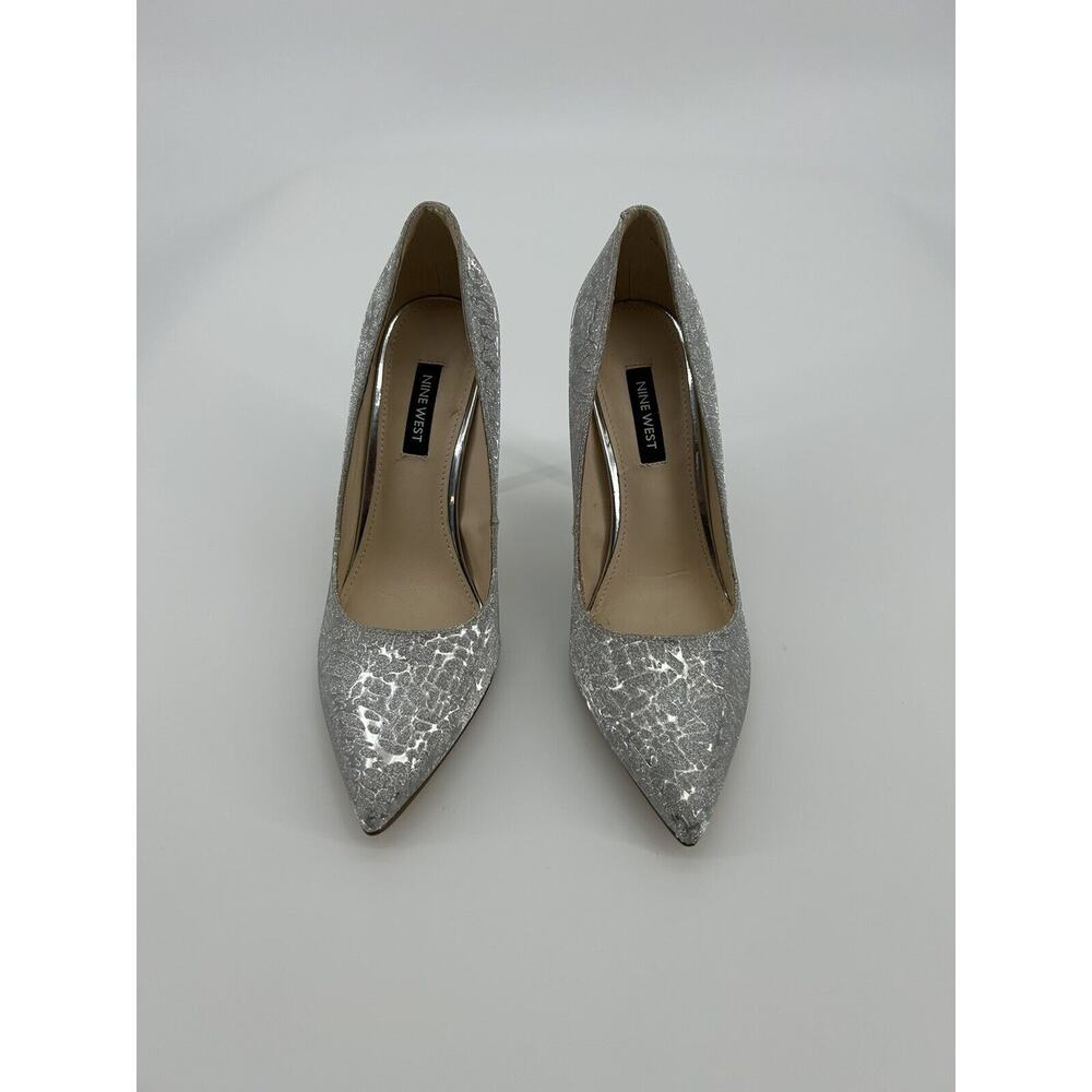 Nine West Jowzer Metallic Silver Leather D'Orsay Classic Pumps Size 7.5